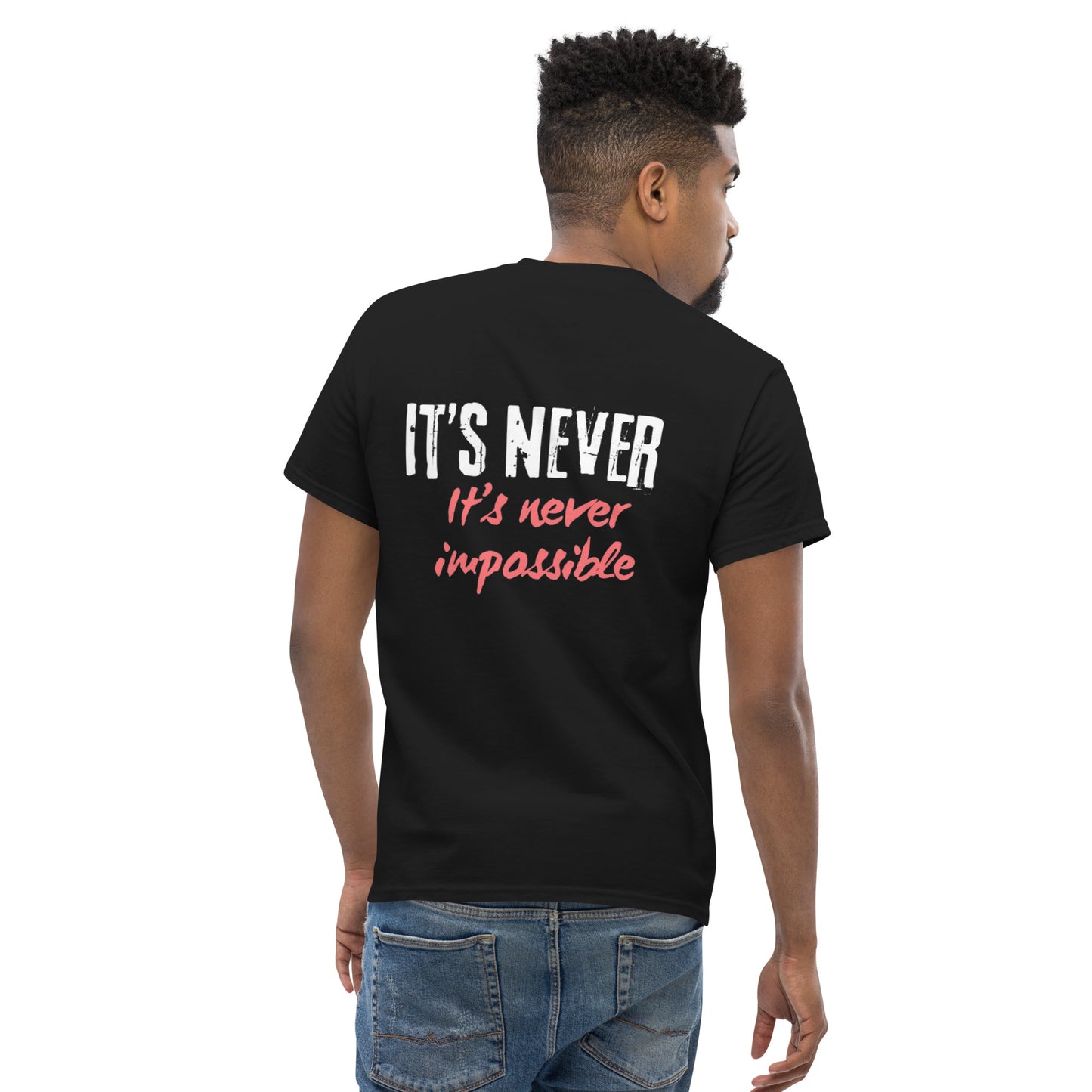 Unisex classic tee Its never impossible red and white