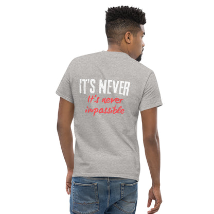 Unisex classic tee Its never impossible red and white