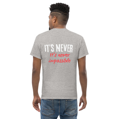 Unisex classic tee Its never impossible red and white