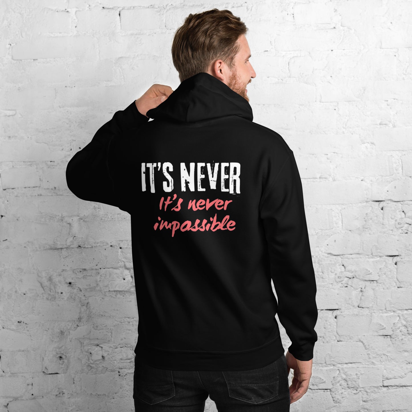 Unisex Hoodie Its never impossible red and white