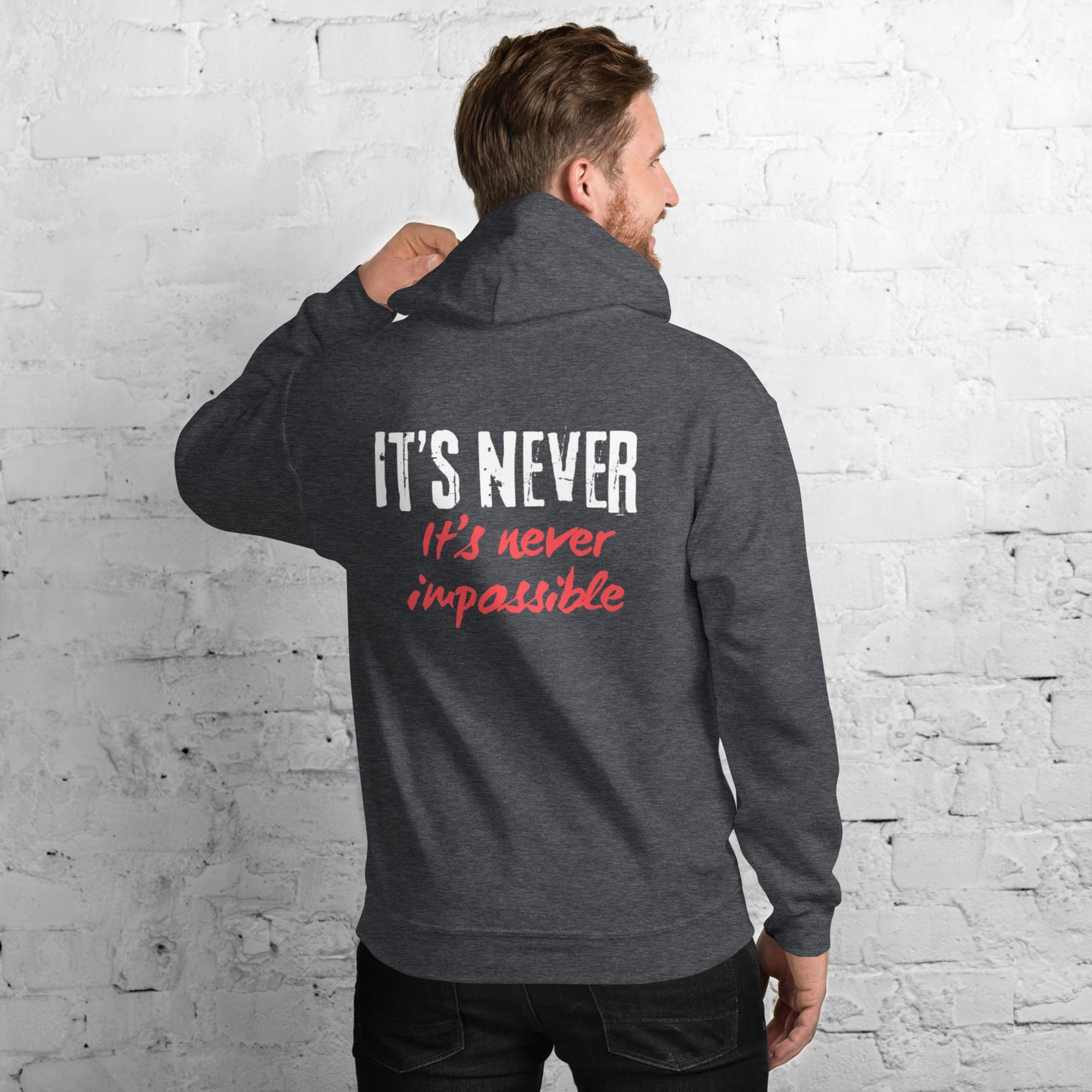 Unisex Hoodie Its never impossible red and white