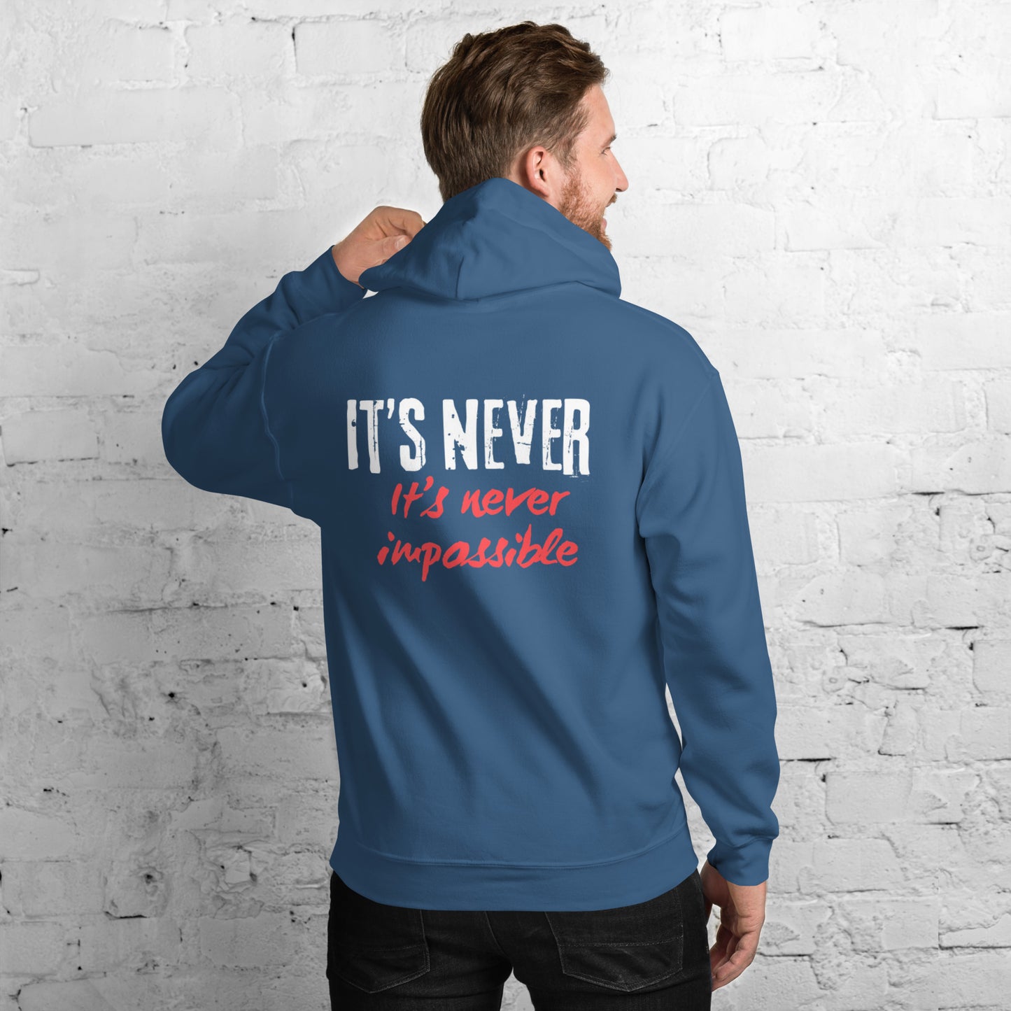 Unisex Hoodie Its never impossible red and white