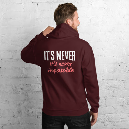 Unisex Hoodie Its never impossible red and white